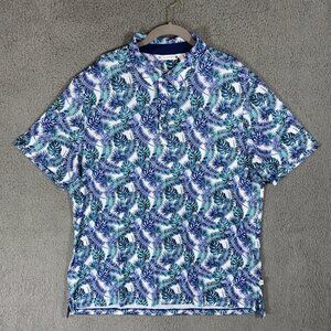 7 Diamonds Men’s Sz XL Isidro Golf Polo 4 Way Stretch Floral All Over Print